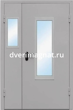 Металлическая тамбурная дверь с НЦ покрасом и стеклом с двух сторон